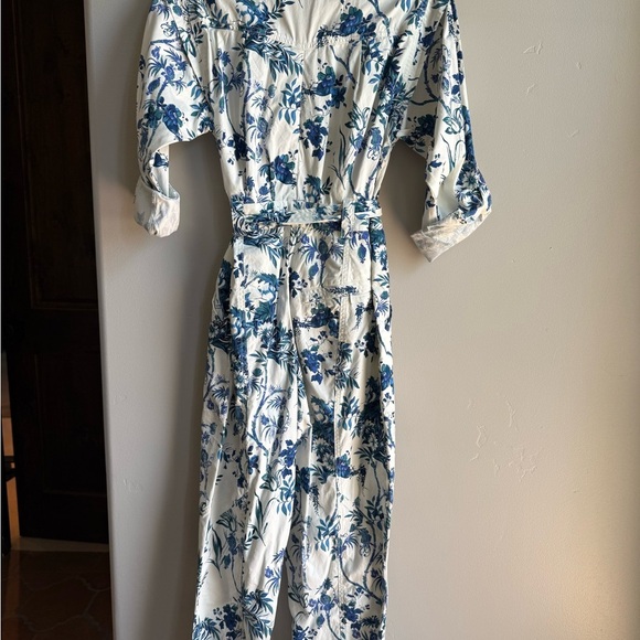 Anthropologie Lucienne Floral Belted Jumpsuit Cottagecore Coastal Euro Summer - Picture 7 of 7